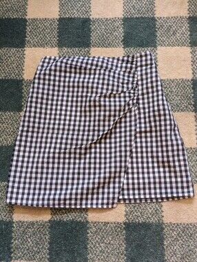 Hollister Cotton Black And White Gingham High Rise Mini Skirt Size XS